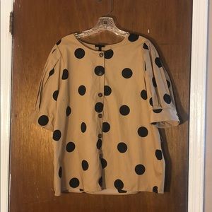 Business casual polka dot button blouse